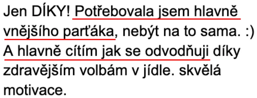Zpětná vazba členky