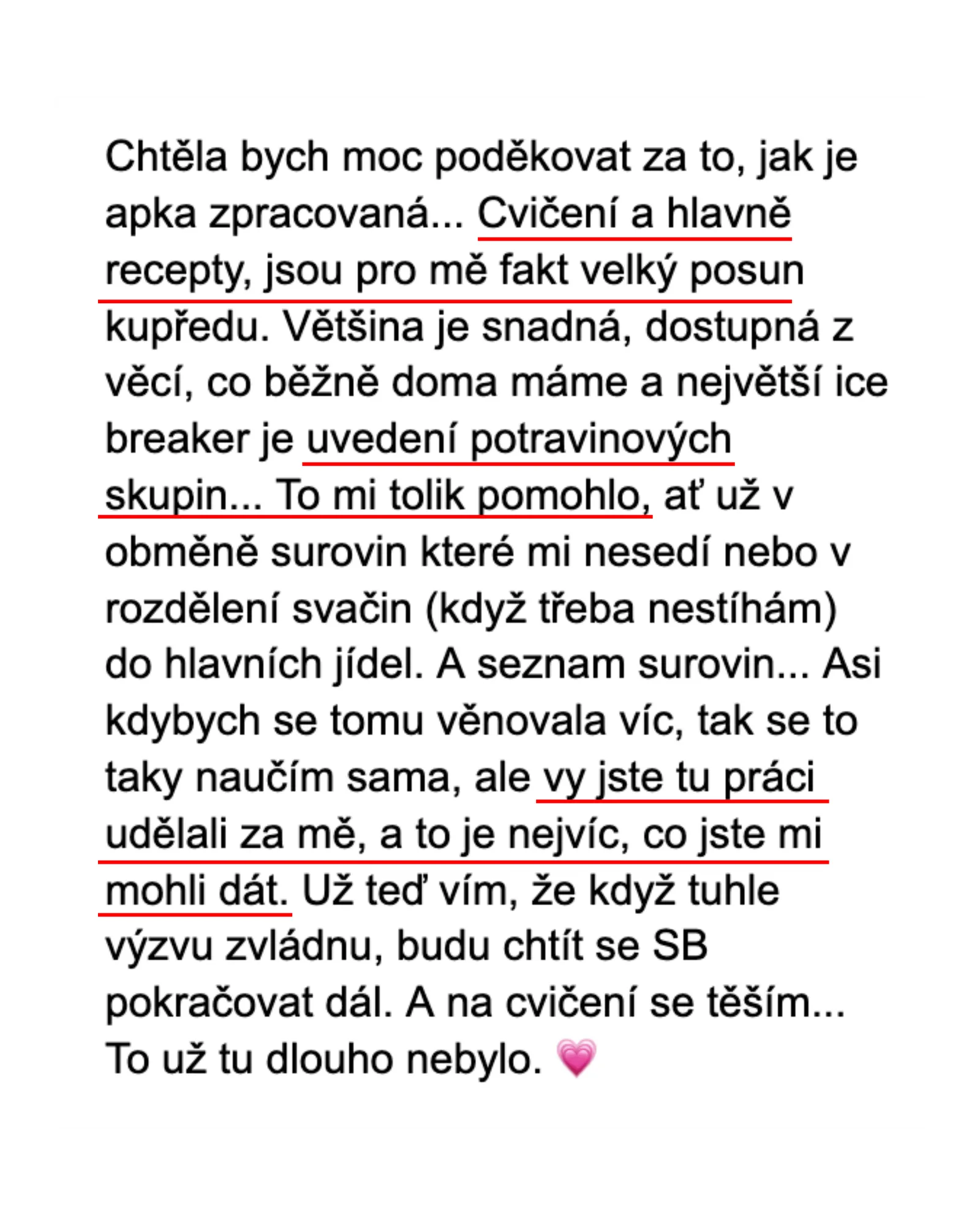 Zpětná vazba členky